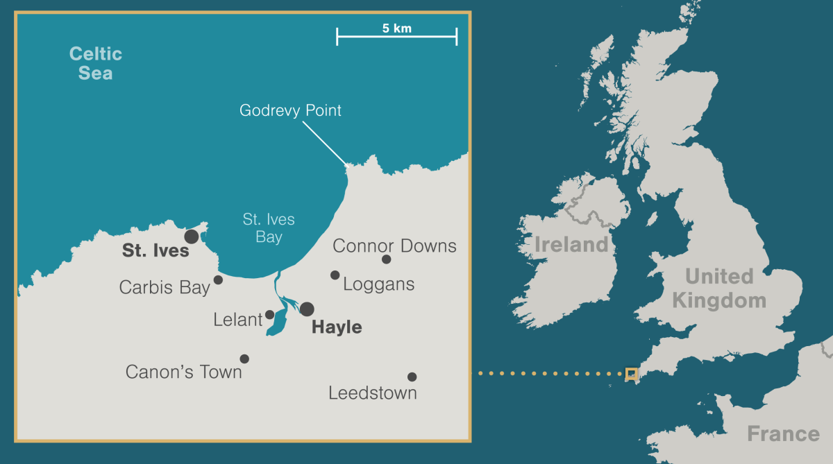 map of St. Ives Bay