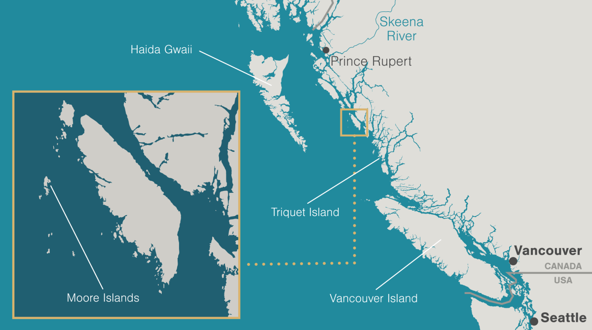 map showing location of the Moore Islands