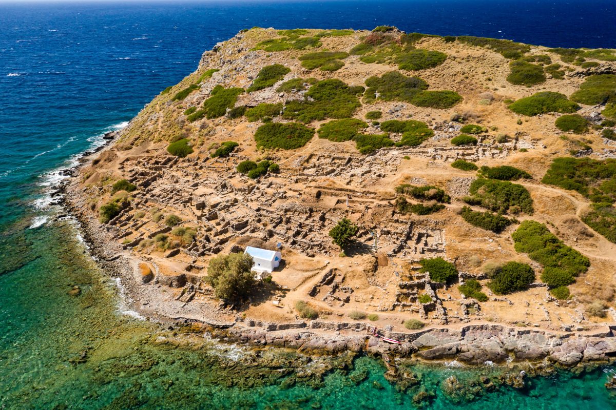 Aerial photo of Minoan ruins