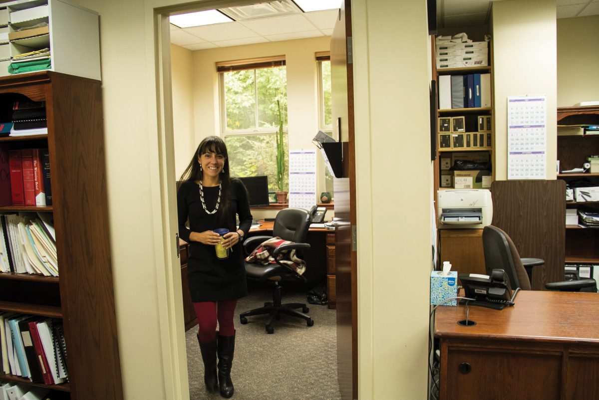 Amy Cordalis, general counsel for the Yurok Tribe, in her office at the Yurok Tribal Community Building in Klamath, California. She is only the second tribal attorney in the tribe’s history. Photo by Jolene Nenibah Yazzie/High Country News