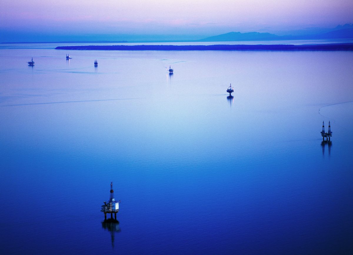 Oil and gas platforms in Cook Inlet, Alaska