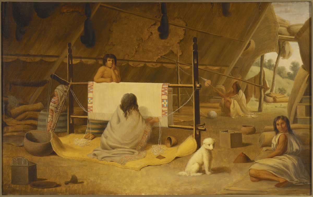 painting "A Woman Weaving a Blanket" by Paul Kane