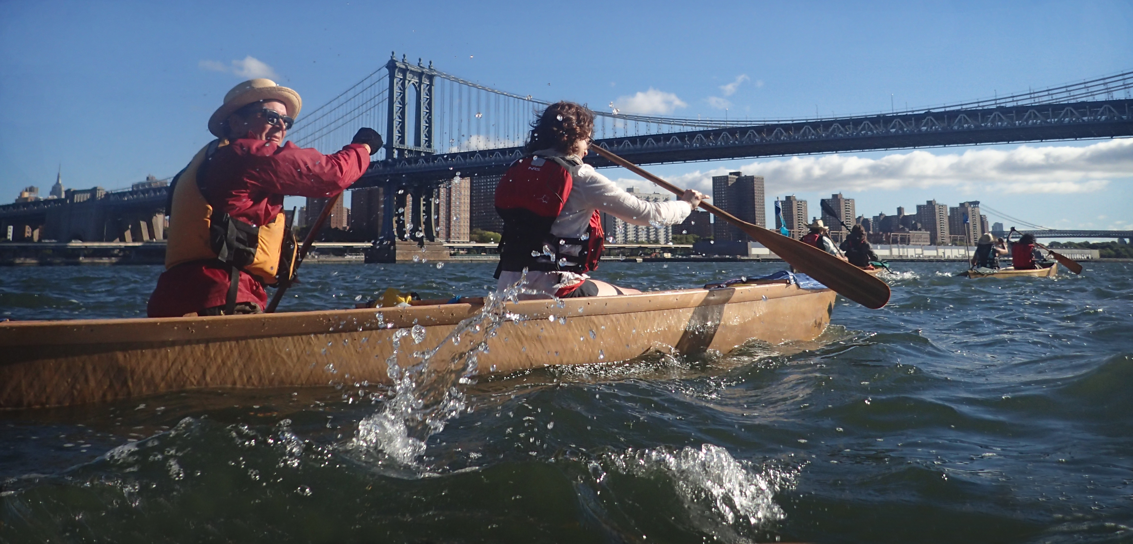 In 2014, members of Mare Liberum circumnavigated Manhattan in paper canoes to raise awareness of climate change. Photo by Sunita Prasad