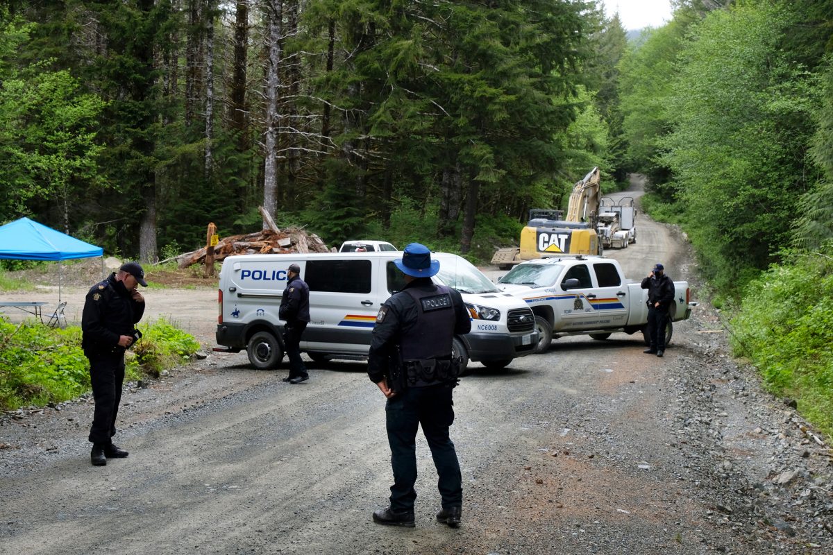 RCMP checkpoint on logging road