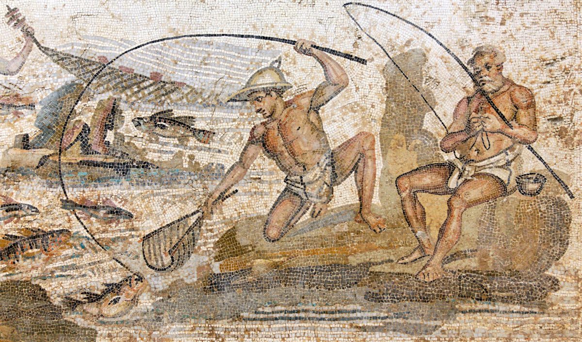 Roman mosaic of fishers