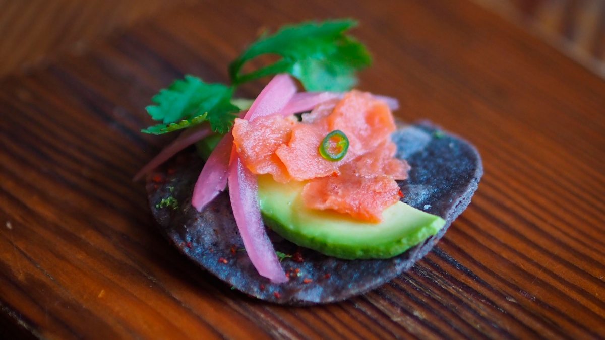 sliced salmon on a chip