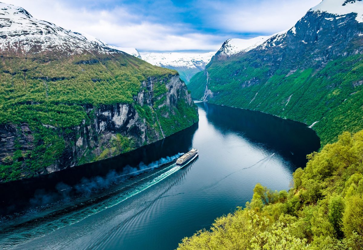 a cruise ship in the Storfjord region of Norway