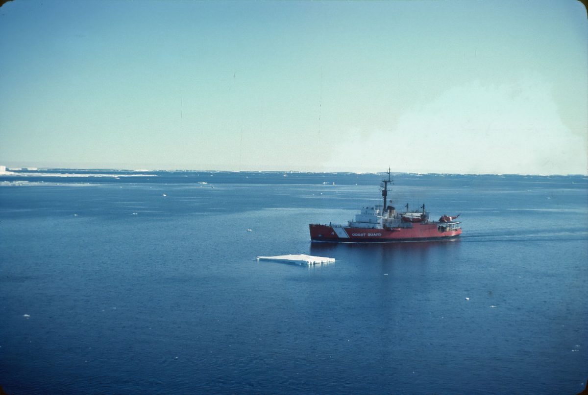 The U.S. Coast Guard icebreaker Glacier in Pine Island Bay, Antarctica, in 1985