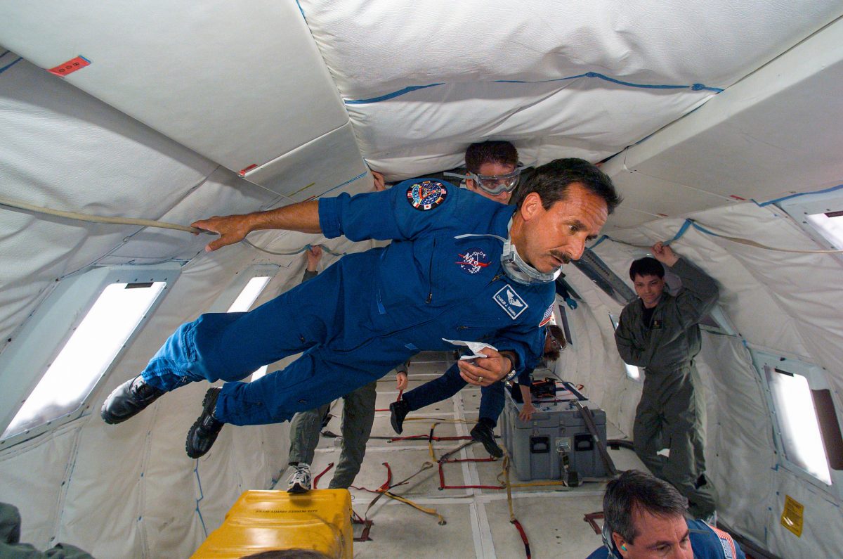 Astronaut Charles J. Camarda aboard NASA's KC-135 aircraft