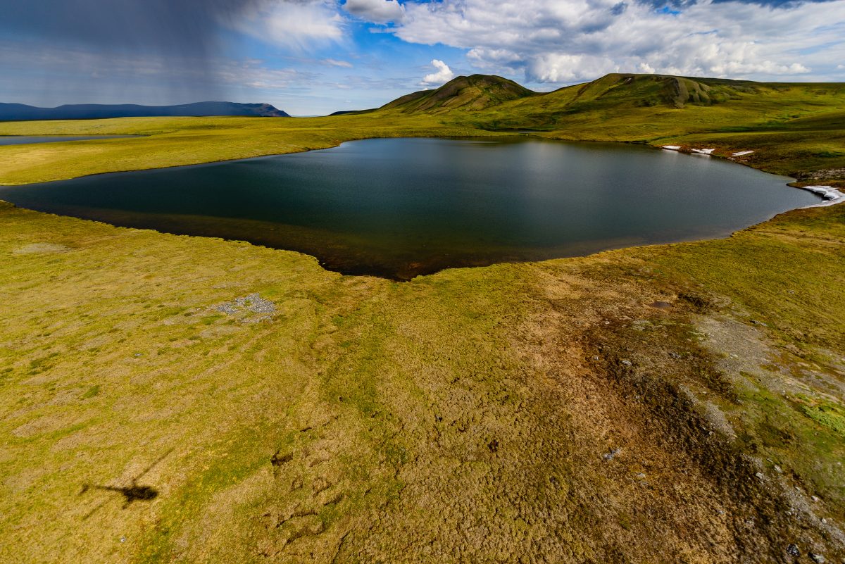 Wolverine Lake, near the Toolik Lake Research Natural Area, underlain by permafrost, on the North Slope of Alaska.